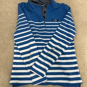 L.L. Bean Navy and Cream Striped Henley